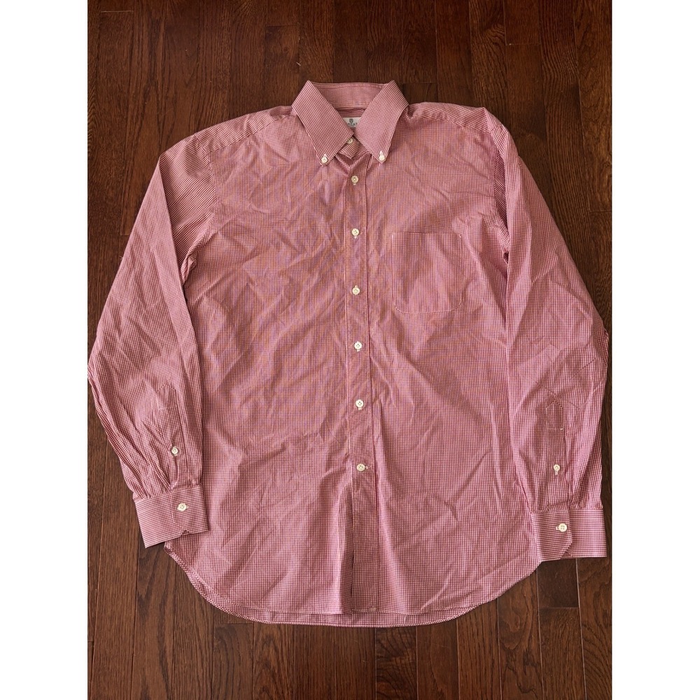 Tincati Milano Mens Red Gingham Button Down Shirt Size 17 43 Made in Italy